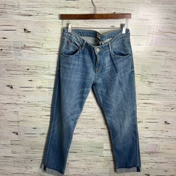 Hudson Jeans Womens size 29 Blue Straight Crop Cuff Flap pockets Low Rise - Picture 1 of 9